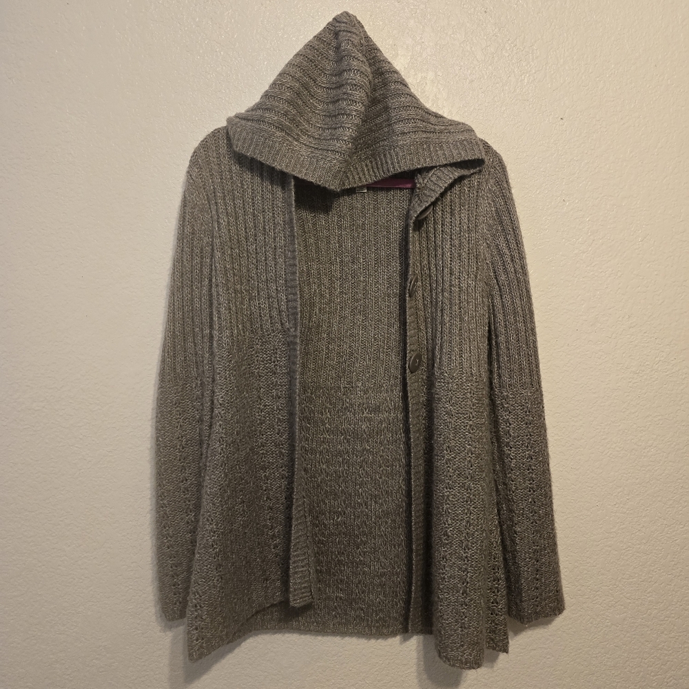 Carolyn Taylor medium tan super soft hooded long sweater